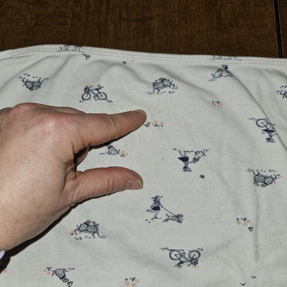Carter's Cotton Baby Blanket White Blue Pink Girl Dog Bicycle Flowers Bird READ - Picture 9 of 9